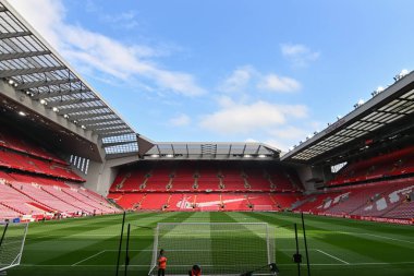 Anfield 'in Anfield, Liverpool, Liverpool, İngiltere' de 21 Eylül 2024 tarihinde oynanan Premier League maçı öncesinde Bournemouth maçına genel bir bakış.