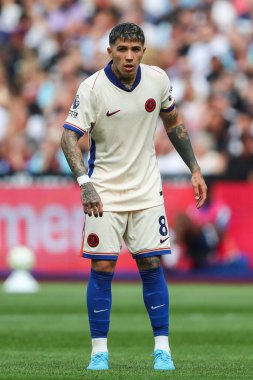 Chelsea 'den Enzo Fernnndez Premier Lig karşılaşmasında West Ham United, Chelsea' ye karşı Londra Stadyumu, Londra, İngiltere, 21 Eylül 2024