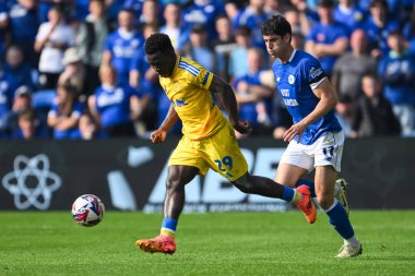 Leeds United takımından Wilfried Gnonto, 21 Eylül 2024 'te Cardiff City, Cardiff City Stadyumu' nda oynanan Sky Bet Şampiyonası maçında topa vuruyor.