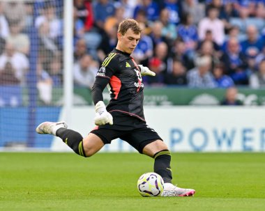 Mads HEWRMANSEN (Leicester Şehir Kalecisi) Premier Lig maçı sırasında Leicester City Everton 'a karşı King Power Stadyumu, Leicester, İngiltere, 21 Eylül 2024