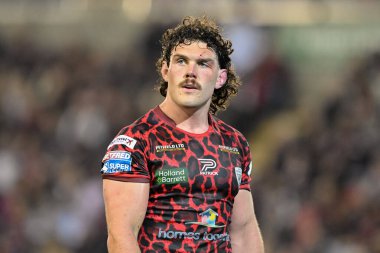Leigh Leoparları 'ndan Robbie Mulhern 27. Betfred Süper Lig karşılaşmasında Leigh Leopards ile St Helens arasında 20 Eylül 2024' te Leigh Spor Köyü 'nde oynanan karşılaşma sırasında