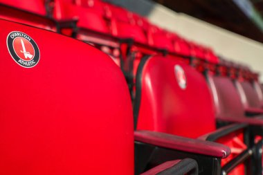 The Valley 'in Sky Bet League 1 maçından önceki ayrıntılı görüntüsü Charlton Athletic' in 21 Eylül 2024 'te The Valley, Londra' da Blackpool 'a karşı oynadığı maç.