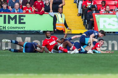 Odeluga Offiah of Blackpool goes down with injury during the Sky Bet League 1 match Charlton Athletic vs Blackpool at The Valley, London, United Kingdom, 21st September 2024 clipart