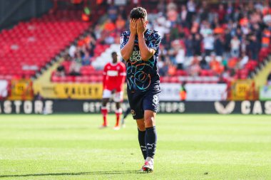 Blackpool takımından Albie Morgan 21 Eylül 2024 'te İngiltere' nin başkenti Londra 'da oynanan The Valley maçında Charlton Athletic ve Blackpool maçında tepki gösterdi.