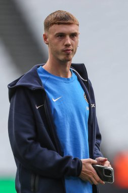 Chelsea 'den Cole Palmer, Premier Lig karşılaşması öncesinde Londra' daki Londra Stadyumu 'nda West Ham United ile Chelsea maçına geldi.