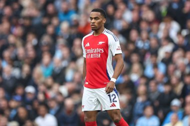 Premier Lig karşılaşmasında Arsenal 'den Jurrien Timber Manchester City, Manchester Stadyumu' nda Arsenal 'e karşı 22 Eylül 2024