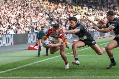 Katalan Ejderhaları 'ndan Tom Davies, 21 Eylül 2024' te MKM Stadyumu 'nda oynanan 27. Betfred Süper Lig Turu' nda Hull FC ve Catalans Dragons maçına çıkıyor.