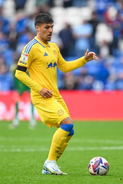 Leeds United takımından Jol Piroe, 21 Eylül 2024 'te Cardiff City Stadyumu' nda oynanan Cardiff City - Leeds United maçında maç yapıyor.
