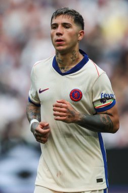 Chelsea 'den Enzo Fernnndez Premier Lig karşılaşmasında West Ham United, Chelsea' ye karşı Londra Stadyumu, Londra, İngiltere, 21 Eylül 2024