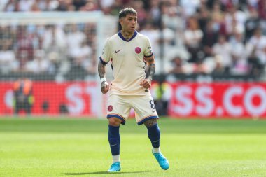 Chelsea 'den Enzo Fernnndez Premier Lig karşılaşmasında West Ham United, Chelsea' ye karşı Londra Stadyumu, Londra, İngiltere, 21 Eylül 2024
