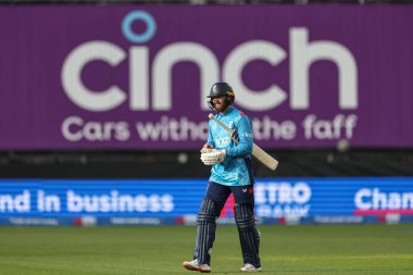 A dejected Phil Salt of England leaves the field of play after been caught out by Matthew Short of Australia during the Third Metro Bank One Day International match England vs Australia at The Seat Unique Riverside, Chester-le-street, United Kingdom clipart