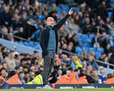 Manchester City teknik direktörü, 24 Eylül 2024 tarihinde Etihad Stadyumu 'nda oynanan Manchester City - Watford maçında antrenman yapıyor.