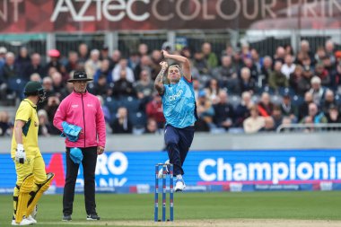 Brydon Carse of England delivers the ball during the Third Metro Bank One Day International match England vs Australia at The Seat Unique Riverside, Chester-le-street, United Kingdom, 24th September 2024 clipart