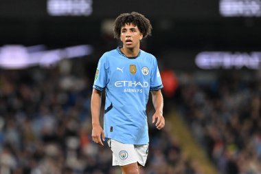 Manchester City 'den Rico Lewis, 24 Eylül 2024' te Etihad Stadyumu 'nda oynanan Manchester City - Watford maçında...