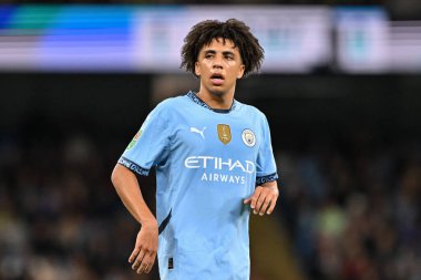 Manchester City 'den Rico Lewis, 24 Eylül 2024' te Etihad Stadyumu 'nda oynanan Manchester City - Watford maçında...