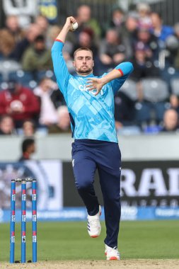 Will Jacks of England delivers the ball during the Third Metro Bank One Day International match England vs Australia at The Seat Unique Riverside, Chester-le-street, United Kingdom, 24th September 2024 clipart