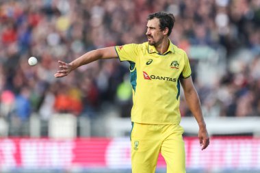 Mitchell Starc of Australia catches the ball during the Third Metro Bank One Day International match England vs Australia at The Seat Unique Riverside, Chester-le-street, United Kingdom, 24th September 2024 clipart