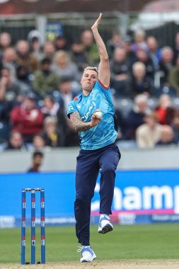 Brydon Carse of England delivers the ball during the Third Metro Bank One Day International match England vs Australia at The Seat Unique Riverside, Chester-le-street, United Kingdom, 24th September 2024 clipart