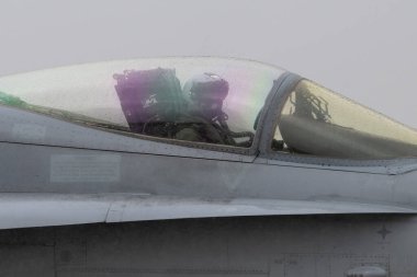 Fin Hava Kuvvetleri pilotu McDonnell Douglas F / A-18 Hornet Kraliyet Hava Kuvvetleri Waddington, Waddington, Birleşik Krallık 'ta Kobra Savaşçısı 24-2 Kraliyet Hava Kuvvetleri tatbikatı sırasında taksiden çıkarıldı.