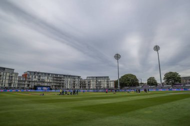 Birleşik Krallık 'ın Bristol şehrinde bulunan Unique Stadyumu' nda İngiltere 'ye karşı oynanan 5. Metro Bank One Day International karşılaşmasının önünde genel bir manzara var.