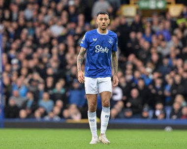 Everton 'dan Dwight McNeil Premier League maçı sırasında Everton, 28 Eylül 2024' te Goodison Park, Liverpool 'da Crystal Palace' a karşı.