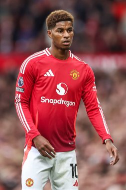 Manchester United ile Tottenham Hotspur arasında oynanan Premier League maçında Manchester United 'dan Marcus Rashford, Old Trafford, Manchester, Birleşik Krallık, 29 Eylül 2024