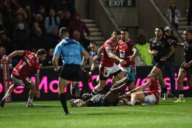 Leigh Leopar takımından Edwin Ipape, 27 Eylül 2024 'te İngiltere' deki Salford Halk Stadyumu 'nda oynanan Betfred Süper Lig eleme maçında Salford Red Devils - Leigh Leopards maçına katılacak.