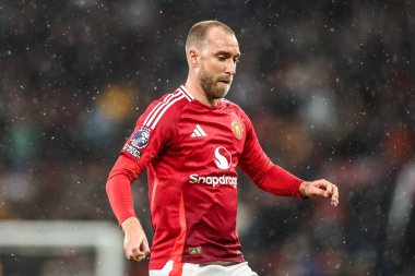 Manchester United ile Tottenham Hotspur arasında oynanan Premier League maçı sırasında Manchester United 'dan Christian Eriksen, Old Trafford, Manchester, Birleşik Krallık' ta 29 Eylül 2024