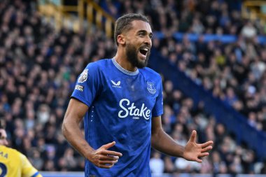 Everton 'dan Dominic Calvert-Lewin, 28 Eylül 2024 tarihinde İngiltere' nin Liverpool kenti Goodison Park 'ta oynanan Premier League maçında Everton' a karşı Crystal Palace maçında gol atma şansına tepki gösterdi.