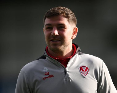 St. Helens 'ten Mark Percival, 28 Eylül 2024' te Halliwell Jones Stadyumu, Warrington, İngiltere 'de oynanan Betfred Süper Lig eleme maçından önce