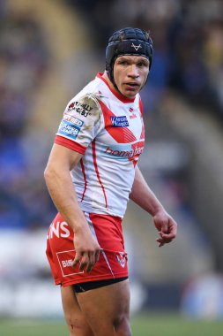 St. Helens 'ten Leon Cowen, 28 Eylül 2024' te İngiltere 'nin Warrington şehrindeki Halliwell Jones Stadyumu' nda oynanan Betfred Süper Lig eleme maçında izlemektedir.