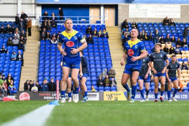 Warrington Wolves takımından Matt Dufty 28 Eylül 2024 'te İngiltere' nin Warrington şehrinde oynanan Halliwell Jones Stadyumu 'nda oynanan Betfred Süper Lig play-off eleme karşılaşması öncesinde ısındı.