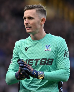 Crystal Palace 'dan Dean Henderson Premier League maçı sırasında Everton, 28 Eylül 2024' te Goodison Park, Liverpool 'da Crystal Palace' a karşı.