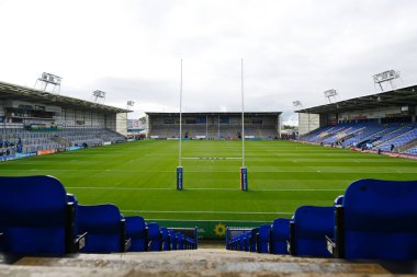 28 Eylül 2024 'te İngiltere' nin Warrington şehrindeki Halliwell Jones Stadyumu 'nda oynanan Betfred Süper Lig eleme maçından önce stadyumun genel görünümü 2 Warrington Wolves-St Helens maçı idi.