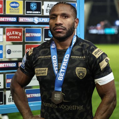 Betfred Süper Lig eleme maçında Leigh Leopards 'dan Edwin Ipape' nin Betfred oyuncusu Salford Red Devils - Leigh Leopards maçı sırasında 27 Eylül 2024 'te Salford Community Stadyumu, Eccles' da oynanmıştır.