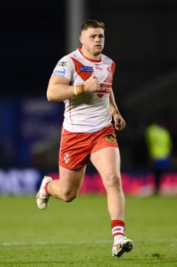 St. Helens 'ten Morgan Knowles, 28 Eylül 2024' te İngiltere 'nin Warrington şehrindeki Halliwell Jones Stadyumu' nda oynanan Betfred Süper Lig eleme maçına bakıyor.