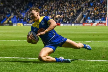 Warrington Wolves 'tan Matty Ashton, 28 Eylül 2024' te Birleşik Krallık Halliwell Jones Stadyumu, Warrington 'da oynanan Betfred Süper Lig eleme maçı eleme maçında sahaya çıkıyor.
