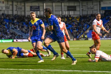 Warrington Wolves 'tan Toby King, 28 Eylül 2024' te Birleşik Krallık Halliwell Jones Stadyumu, Warrington 'da oynanan Betfred Süper Lig eleme maçı eleme maçında sahaya çıkıyor.