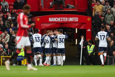 Tottenham Hotspur 'dan Brennan Johnson, Manchester United ile Tottenham Hotspur arasında oynanan Premier Lig maçında 29 Eylül 202 tarihinde Old Trafford, Manchester, İngiltere' de 0-1 kazanma hedefini kutluyor.