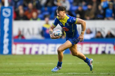 Warrington Wolves 'tan Matty Ashton, 28 Eylül 2024' te İngiltere 'nin Warrington şehrindeki Halliwell Jones Stadyumu' nda oynanan 2 Warrington Wolves-St Helens play-off eleme maçında ara verdi.