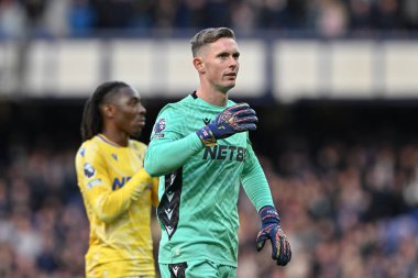 Crystal Palace 'dan Dean Henderson Premier Lig maçı sırasında 28 Eylül 2024' te Goodison Park, Liverpool 'da Everton ve Crystal Palace karşı karşıya geldi.