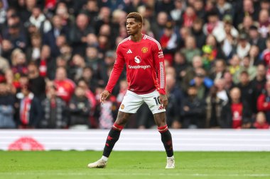 Manchester United ile Tottenham Hotspur arasında oynanan Premier League maçında Manchester United 'dan Marcus Rashford, Old Trafford, Manchester, İngiltere, 29 Eylül 202