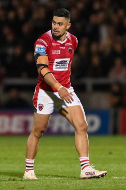 Salford Red Devils takımından Tim Lafai 27 Eylül 2024 'te Salford Community Stadyumu' nda oynanan Betfred Süper Lig eleme maçında Salford Red Devils - Leopards - Salford