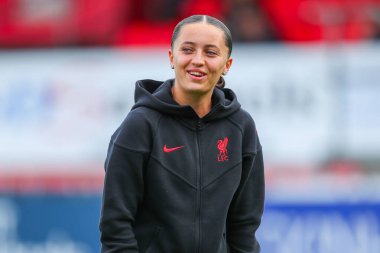 Liverpool 'dan Mia Enderby, 29 Eylül 2024' te Chigwell İnşaat Stadyumu 'nda oynanan FA Kadınlar Süper Ligi karşılaşması öncesinde The Chigwell İnşaat Stadyumu' na geldi.