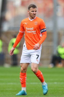 Blackpool takımından Lee Evans 28 Eylül 2024 'te Bloomfield Road, Blackpool' da oynanan Blackpool - Burton Albion maçında