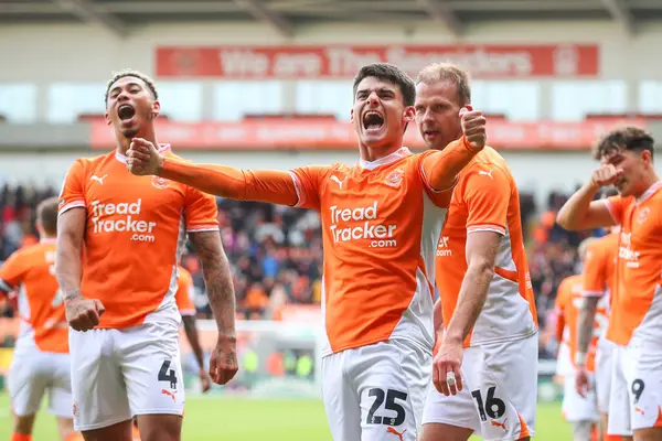 stock image Rob Apter of Blackpool celebrates his goal to make it 2-0 during the Sky Bet League 1 match Blackpool vs Burton Albion at Bloomfield Road, Blackpool, United Kingdom, 28th September 2024