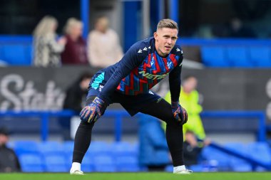 Crystal Palace 'dan Dean Henderson, 28 Eylül 2024' te İngiltere 'nin Liverpool kenti Goodison Park' ta oynanan Premier League maçı öncesinde ısınıyor.