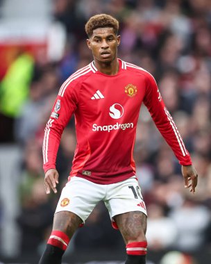 Manchester United ile Tottenham Hotspur arasında oynanan Premier League maçında Manchester United 'dan Marcus Rashford, Old Trafford, Manchester, Birleşik Krallık, 29 Eylül 2024