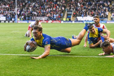 Warrington Wolves 'tan Matty Ashton, 28 Eylül 2024' te Birleşik Krallık Halliwell Jones Stadyumu, Warrington 'da oynanan Betfred Süper Lig eleme maçı eleme maçında sahaya çıkıyor.