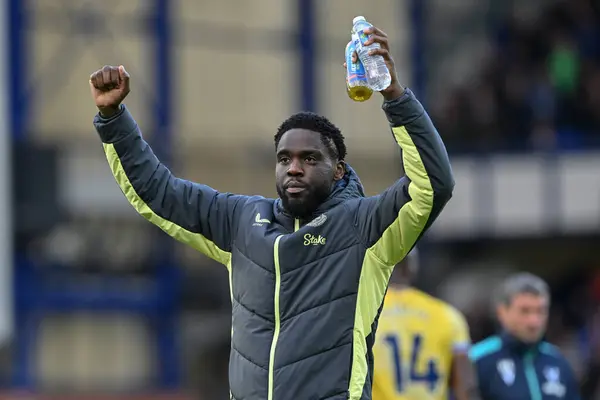 stock image Orel Mangala of Everton celebrates the full time result during the Premier League match Everton vs Crystal Palace at Goodison Park, Liverpool, United Kingdom, 28th September 2024